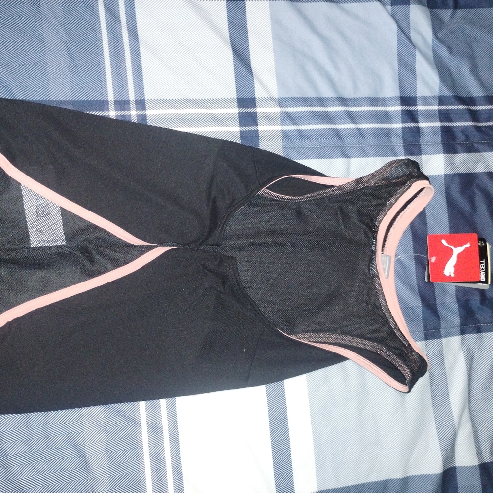 Puma Black and Pink Sports Tank Top